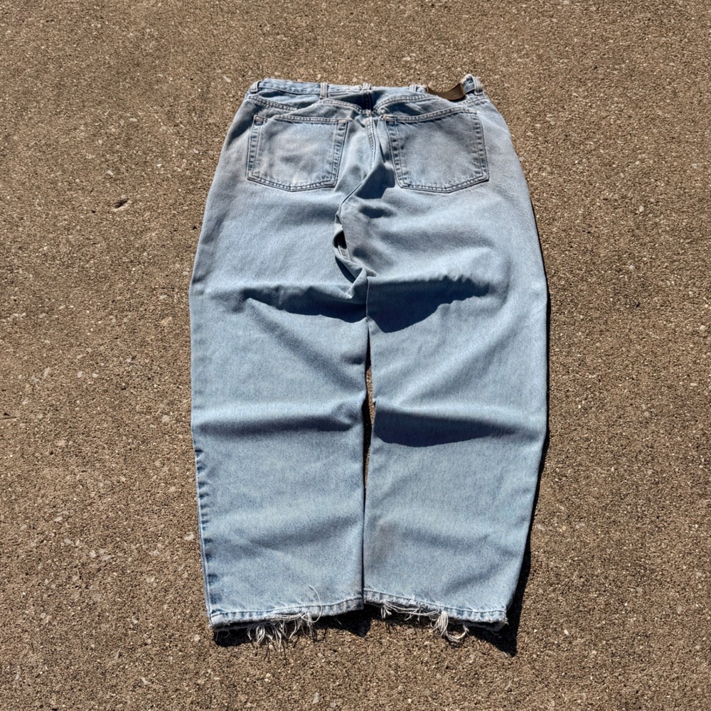 Vintage Calvin Klein Jeans 36x30 Light Wash Fair Distressed Baggy Easy Fit Denim